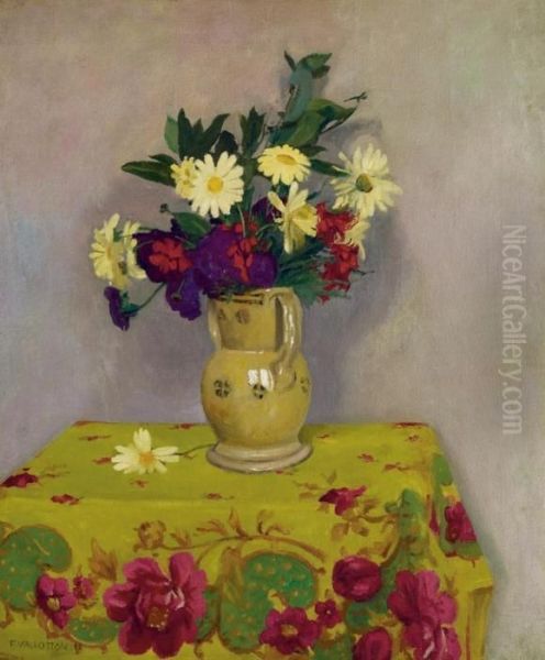 Marguerites Jaunes Et Fleurs Variees Oil Painting by Felix Edouard Vallotton