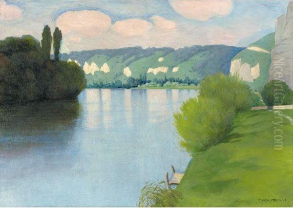 La Seine Pres Les Andelys Oil Painting by Felix Edouard Vallotton