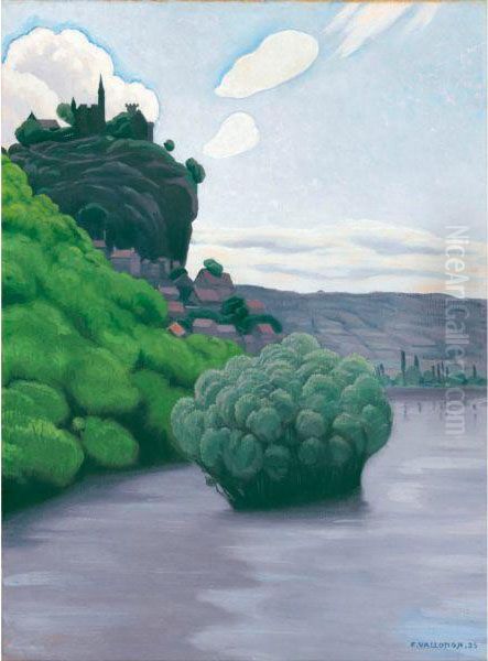 La Dordogne A Beynac Oil Painting by Felix Edouard Vallotton