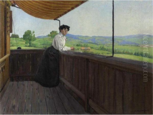 Sur Le Balcon Oil Painting by Felix Edouard Vallotton