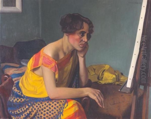 Femme Au Chevalet Oil Painting by Felix Edouard Vallotton