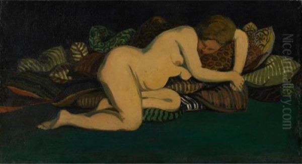 Femme Aux Coussins Oil Painting by Felix Edouard Vallotton