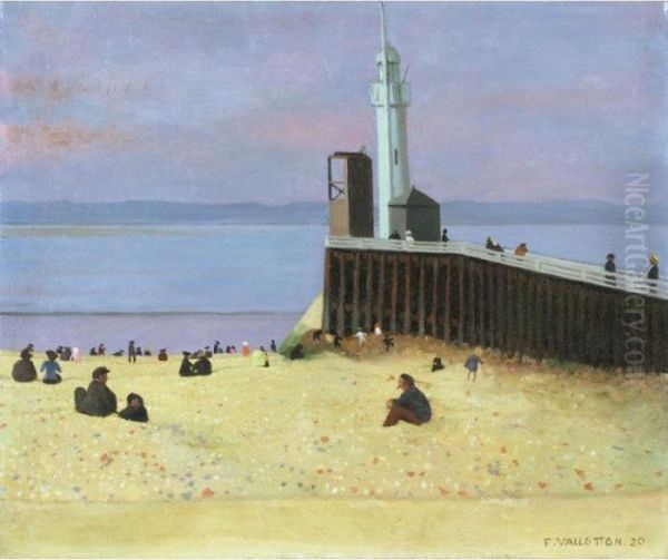 La Jetee De Honfleur Oil Painting by Felix Edouard Vallotton