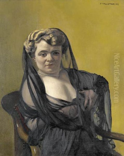 Femme Blonde Drapee De Noir Oil Painting by Felix Edouard Vallotton