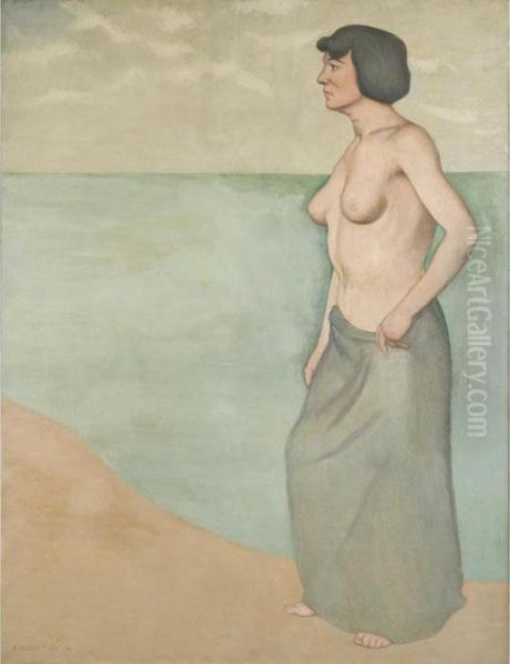 Femme Nue Debout Oil Painting by Felix Edouard Vallotton