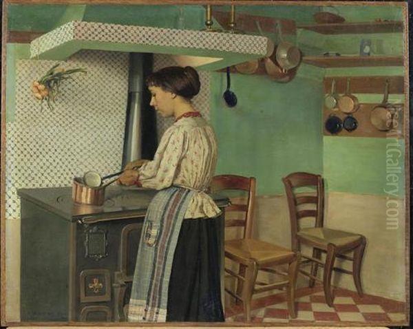 La Cuisiniere. 1892. Oil Painting by Felix Edouard Vallotton