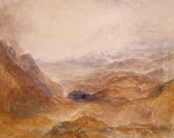 View along an Alpine Valley, possibly the Val d'Aosta Oil Painting by Joseph Mallord William Turner