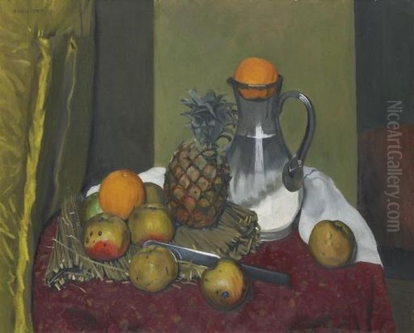 Pommes Et Ananas Oil Painting by Felix Edouard Vallotton