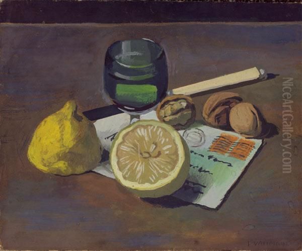 Verre A Jatte Et Citron Coupe Oil Painting by Felix Edouard Vallotton