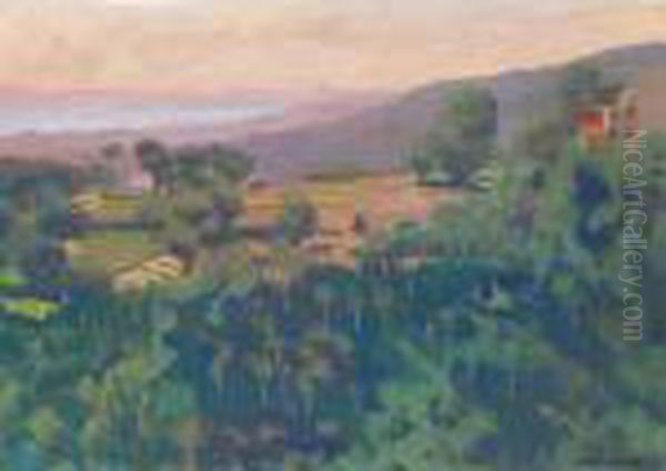 Colline Au-dessus De Cagnes, Le Matin 
Hill Above Cagnes, In The Morning Oil Painting by Felix Edouard Vallotton