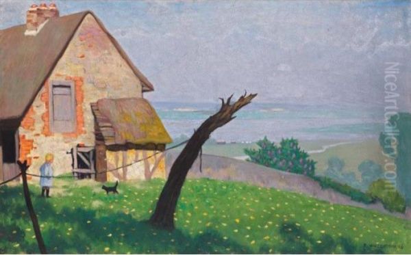 Vieille Ferme, Environs D'honfleur, 1916 
Old Farm, Near Honfleur, 1916 Oil Painting by Felix Edouard Vallotton