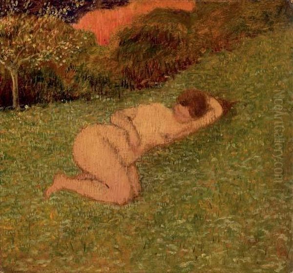 Femme Nue Etendue Dans L'herbe Oil Painting by Felix Edouard Vallotton