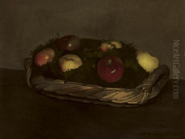 Corbeille De Pommes Rouges Et Jaunes, Um 1887 Oil Painting by Felix Edouard Vallotton