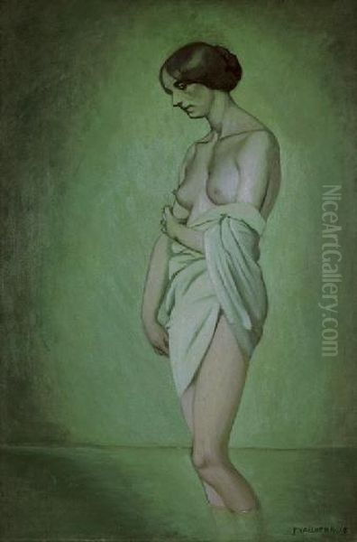 Baigneuse De Profil, Effet Vert Et Rose Oil Painting by Felix Edouard Vallotton