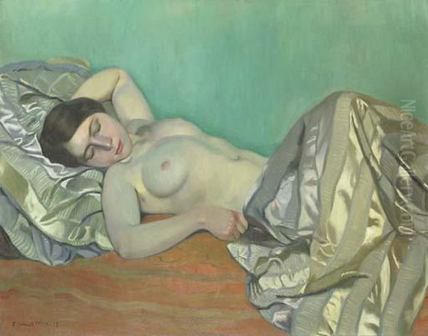 Torse De Femme Couchee Oil Painting by Felix Edouard Vallotton