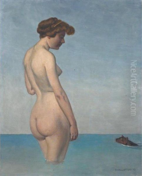 A Bather With Dog Oil Painting by Felix Edouard Vallotton