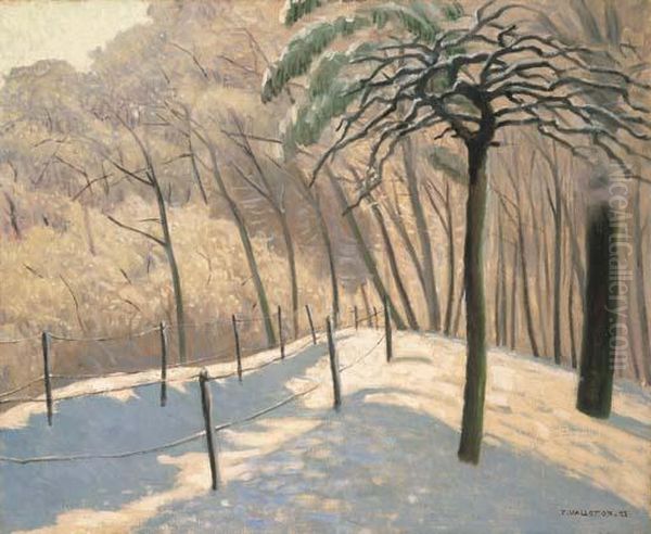 Paysage De Neige Au Bois De Boulogne Oil Painting by Felix Edouard Vallotton