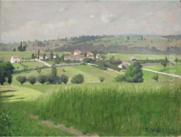 Paysage Epinay-sur-orge Landscape In Epinay-sur-orges Oil Painting by Felix Edouard Vallotton