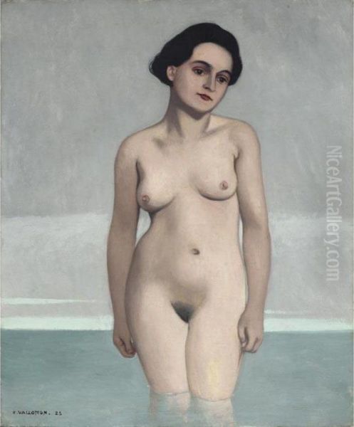 Baigneuse De Face Dans L'eau A 
Mi-cuisses 1925 Bather In The Water Up To The 
Middle Of The Thighs Seen From The Front 1925 Oil Painting by Felix Edouard Vallotton