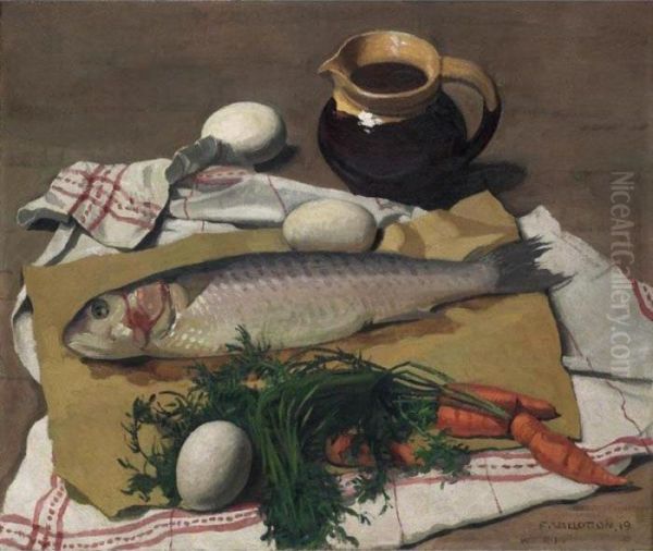 Mulet Legumes Et Oeufs 1919 Mulet Vegtables And Eggs 1919 Oil Painting by Felix Edouard Vallotton