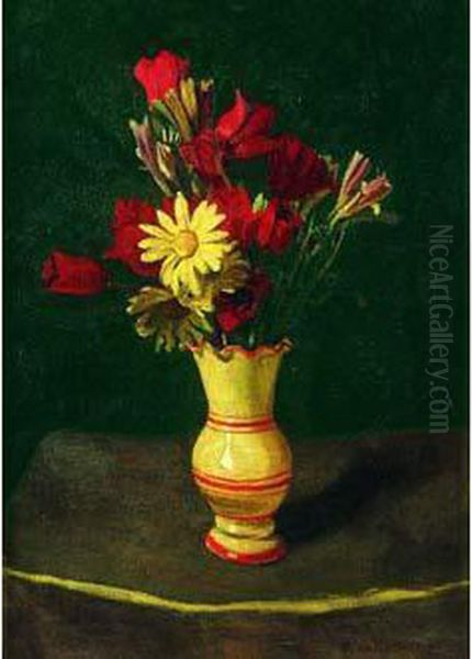 Marguerites Jaunes, Tapis Jaune Oil Painting by Felix Edouard Vallotton