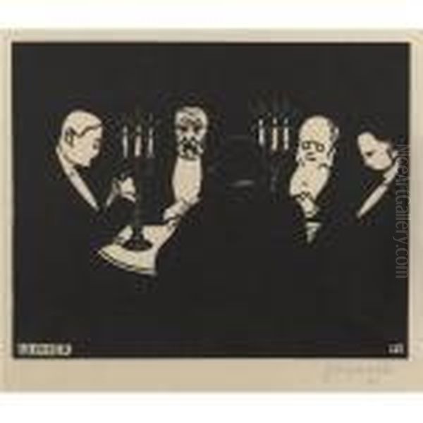 Le Poker (vallotton/goerg 170) Oil Painting by Felix Edouard Vallotton