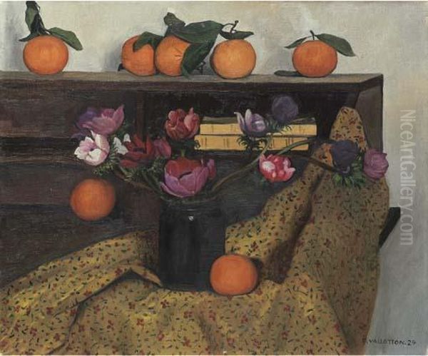 Anemones Et Oranges Oil Painting by Felix Edouard Vallotton