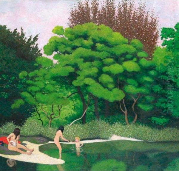 Baigneuses, Sous-bois Oil Painting by Felix Edouard Vallotton