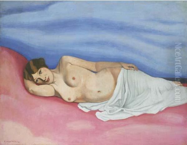 Femme Nue Couchee Oil Painting by Felix Edouard Vallotton