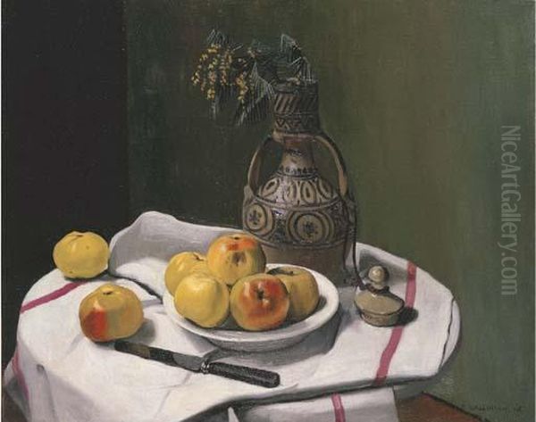 Pommes Et Vase Marocain Oil Painting by Felix Edouard Vallotton