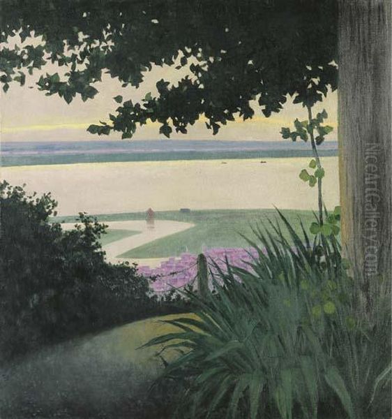 Honfleur Et La Baie De Seine Oil Painting by Felix Edouard Vallotton