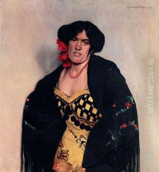 Espagnole Au Chale Oil Painting by Felix Edouard Vallotton