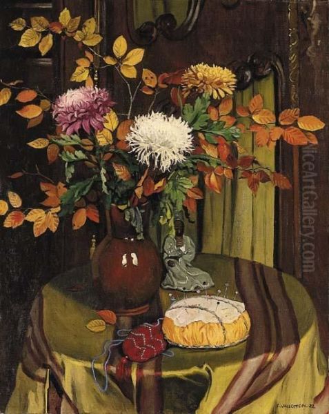 Chrysanthemes Et Feuillage D'automne Oil Painting by Felix Edouard Vallotton