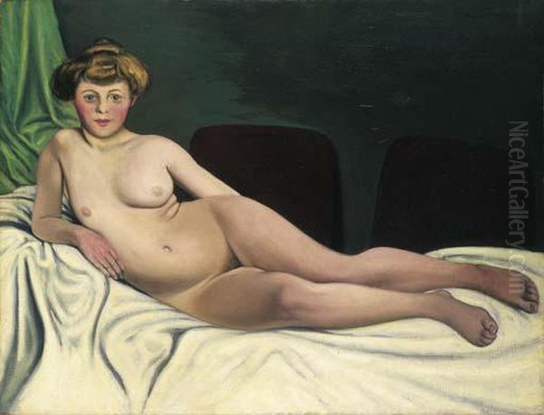 Femme Nue Couchee Oil Painting by Felix Edouard Vallotton