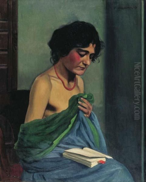 Lesende Frau Oil Painting by Felix Edouard Vallotton