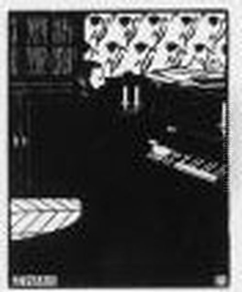 Le Piano, Plate Iv Of Instruments De Musique (v. And G. 174) Oil Painting by Felix Edouard Vallotton