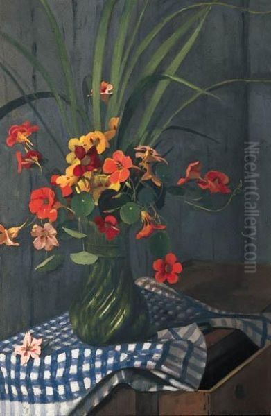 Bouquet De Capucines Oil Painting by Felix Edouard Vallotton