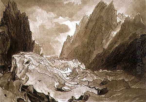 Mer de Glace, Valley of Chamouni, Savoy, from the Liber Studiorum, engraved by the artist, 1812 Oil Painting by Joseph Mallord William Turner