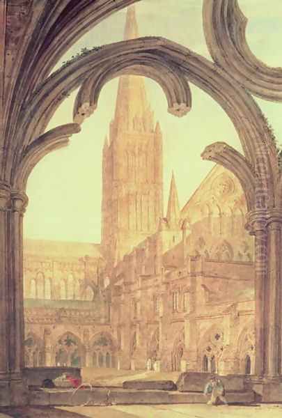 South View of Salisbury Cathedral from the Cloisters Oil Painting by Joseph Mallord William Turner