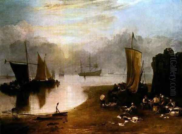 Sun Rising Through Vapor, Fisherman Cleaning and Selling Fis Oil Painting by Joseph Mallord William Turner