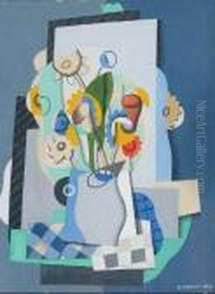 Fleurs Dans Un Pot Gris Oil Painting by Georges Valmier