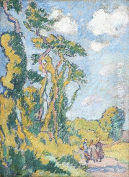 Trois Personnages Sur Le Chemin Oil Painting by Louis Valtat