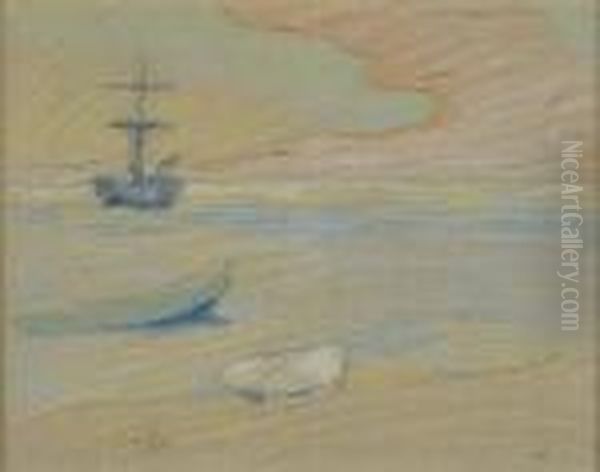 Bateaux Au Couchant Oil Painting by Louis Valtat