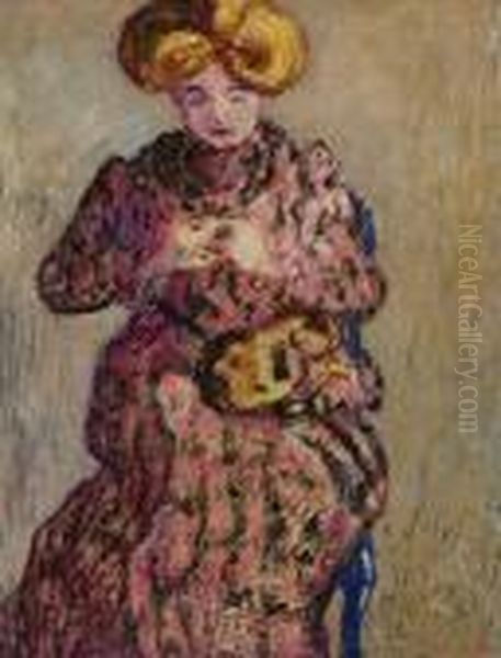 Suzanne Au Chat Oil Painting by Louis Valtat