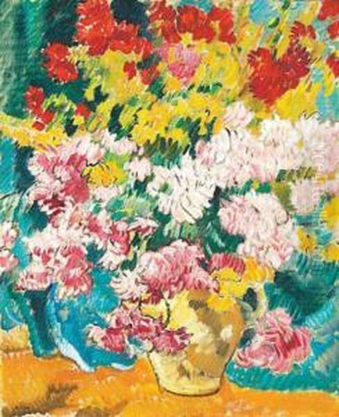 Vase De Fleurs Oil Painting by Louis Valtat