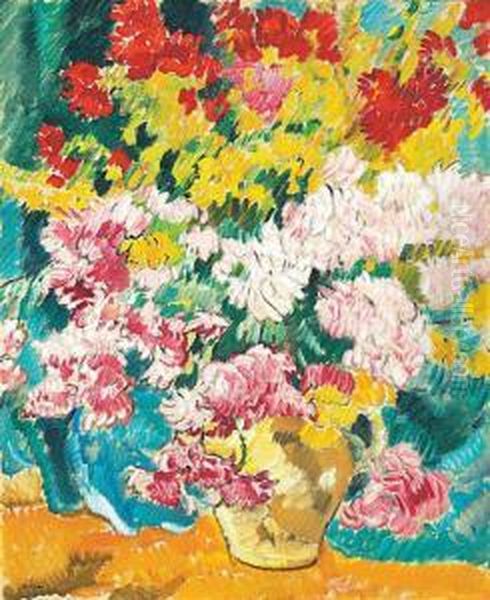 Vase De Fleurs Oil Painting by Louis Valtat