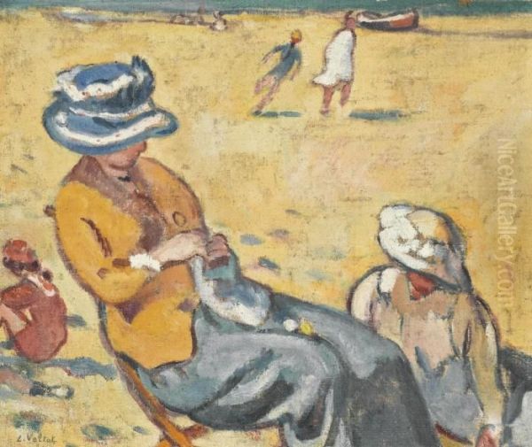 Conversation A La Plage Oil Painting by Louis Valtat