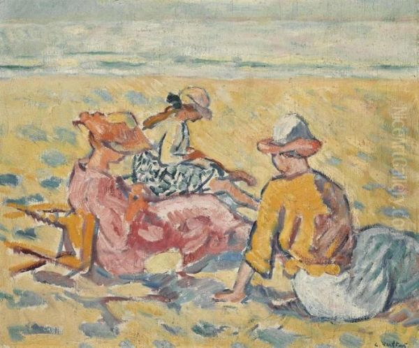 Trois Femmes A La Plage Oil Painting by Louis Valtat