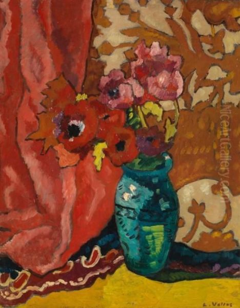 Vase D'anemones Et Tulipes Oil Painting by Louis Valtat