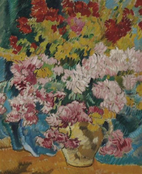 Vase De Fleurs Oil Painting by Louis Valtat